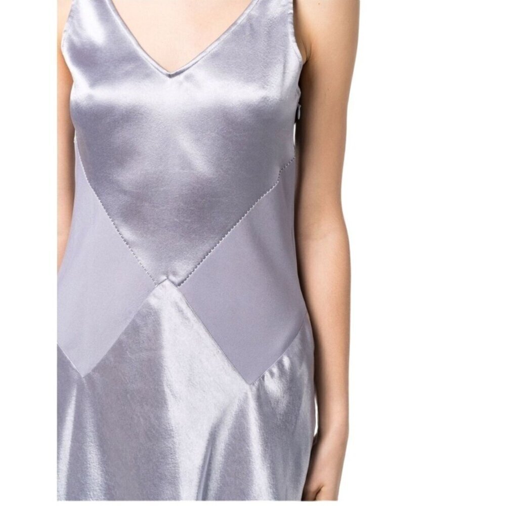 Marc Jacobs Paneled Satin Slip Dress Gray/Silver Tea Length Semi-formal Wear 6